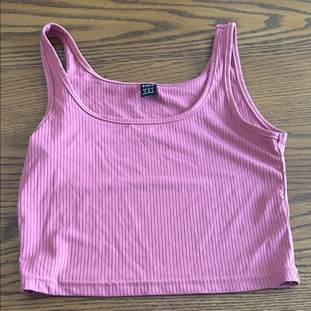SHEIN Pink Ribbed Crop Top